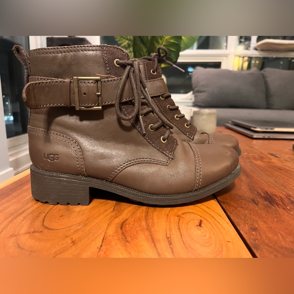 UGG Brown Leather Ankle Boots